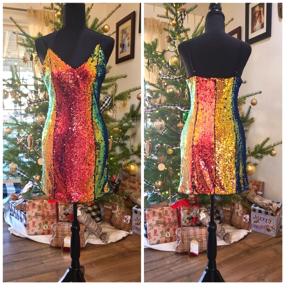 Forever 21 Colorful Sequin Backless Dress - Picture 2 of 6